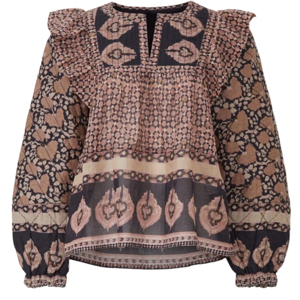 Sea New York lilac Margo quilted Peasant Blouse